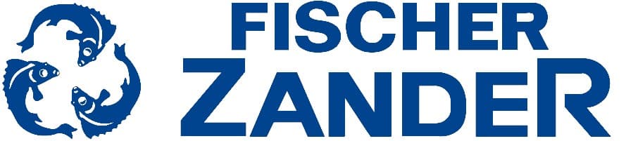 Logo displaying text "Fischer Zander" in blue, with a graphic of three stylized fish circling each other on the left.