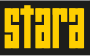 The image shows the word "stara" written in bold, yellow block letters on a black background.