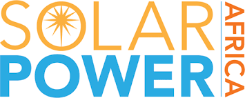 Logo reading "SOLAR POWER AFRICA" with "SOLAR" and "AFRICA" in orange and "POWER" in blue. "SOLAR" features a stylized sunburst design.