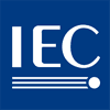 Logo of the International Electrotechnical Commission (IEC) featuring white letters on a blue background, with three horizontal lines and a circle at the bottom right.