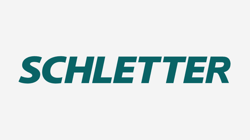 The image shows the word "SCHLETTER" written in bold, uppercase, green letters on a white background.