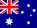 The image shows the national flag of Australia, featuring the Union Jack in the upper left corner, a large white seven-pointed star below it, and five white stars representing the Southern Cross constellation.