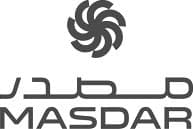 Logo of Masdar featuring a stylized circular pattern above the word "Masdar" written in both Arabic and English.